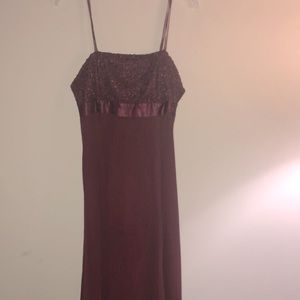 Maroon, Empire Wasted, Embroidered prom dress